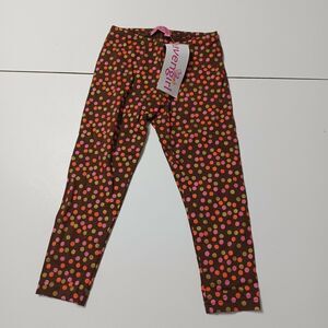 New Haven Bottoms Girl 4T Casual Pants Brown Gold Polka Dot Pink Elastic Waist